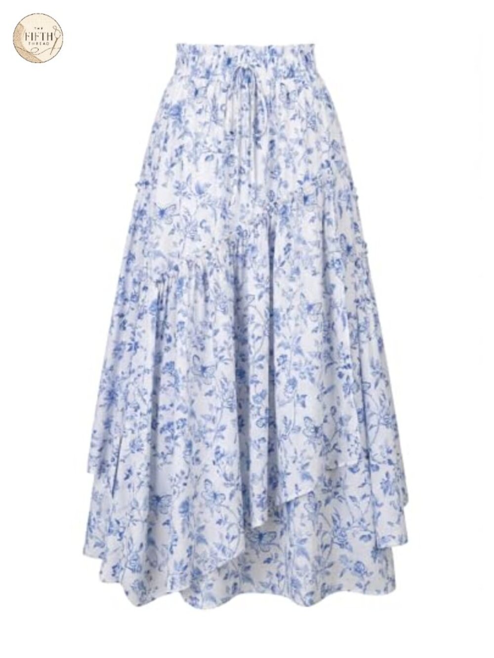 Women Floral Maxi Skirt Elastic High Waist A-Line Tiered Long Skirt
